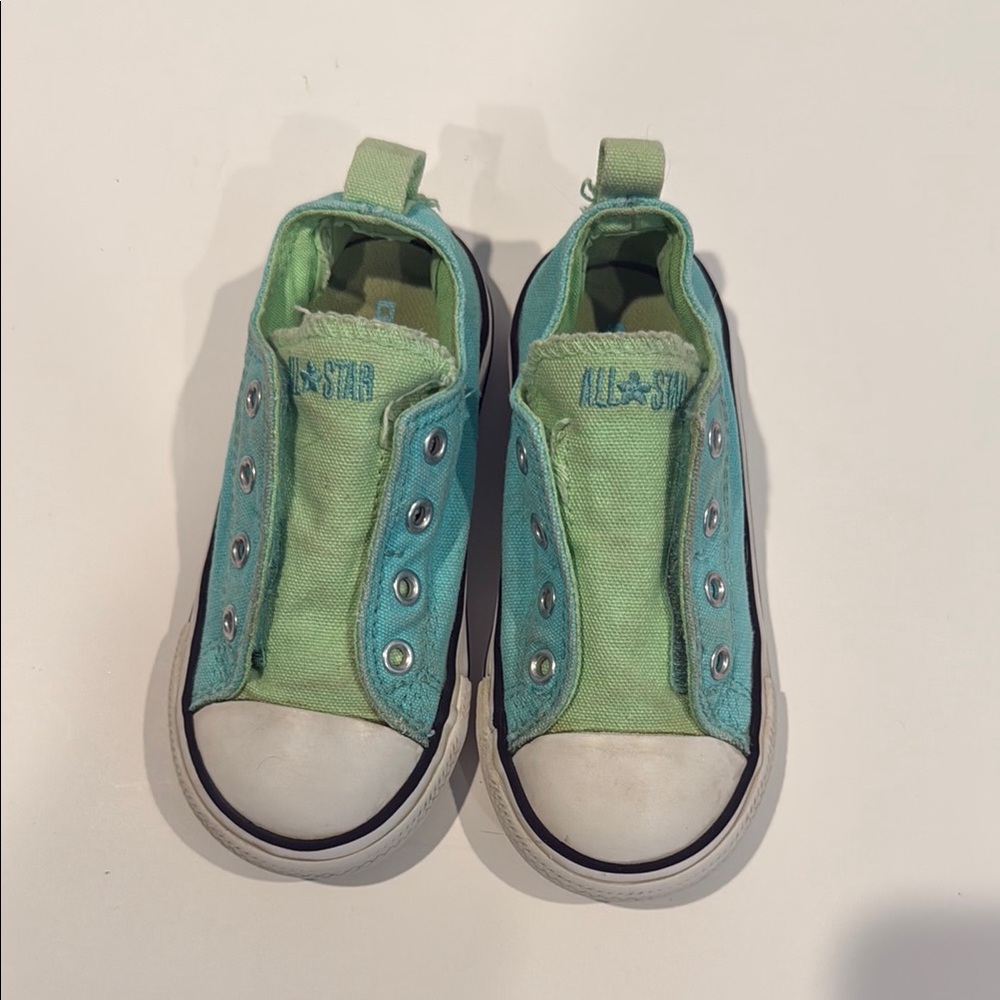 Converse All Star toddler 8 aqua & Green Sneakers slip on tennis shoes